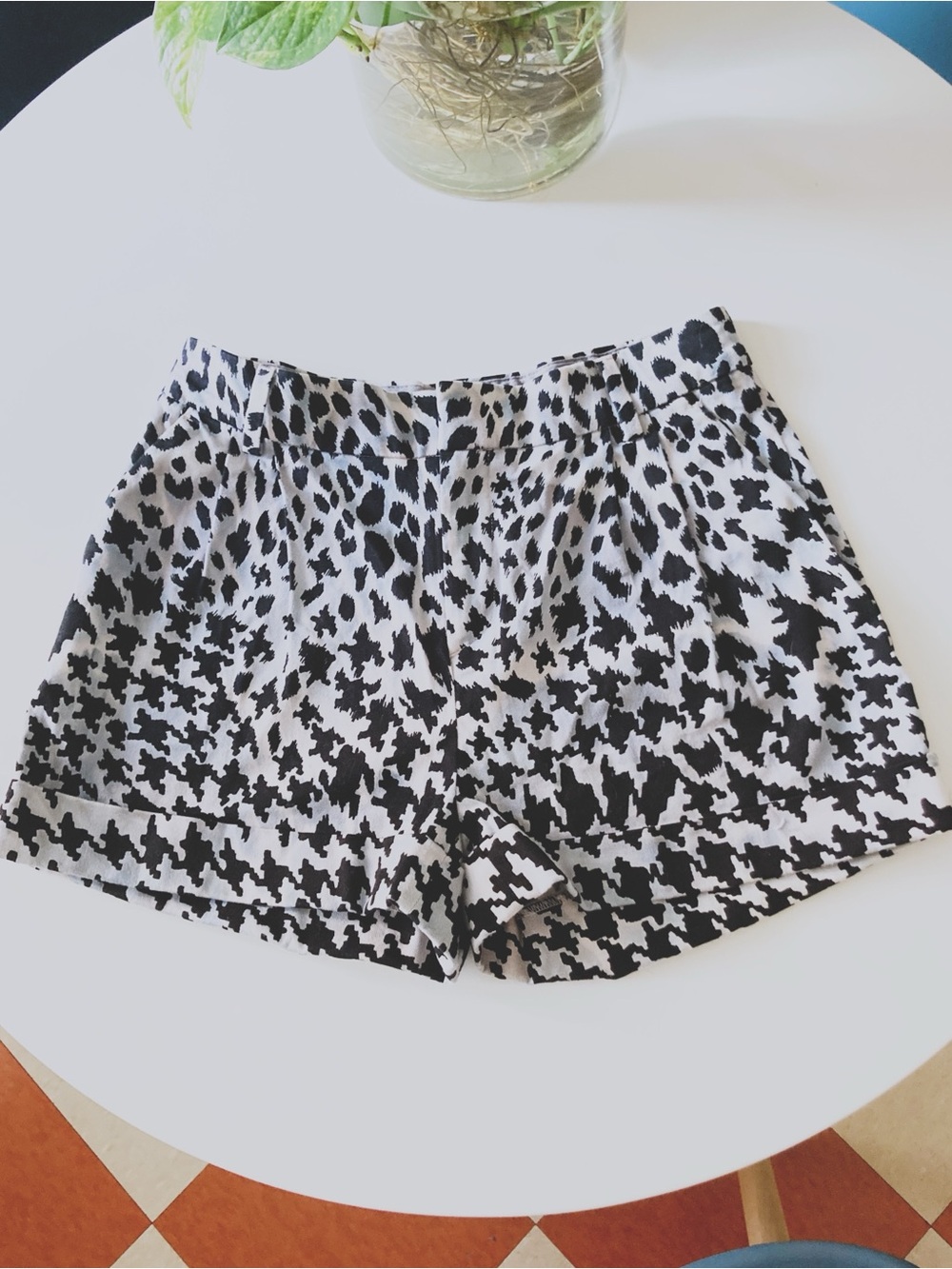 Alexander McQueen Black and White Printed High-Waist Women's Shorts